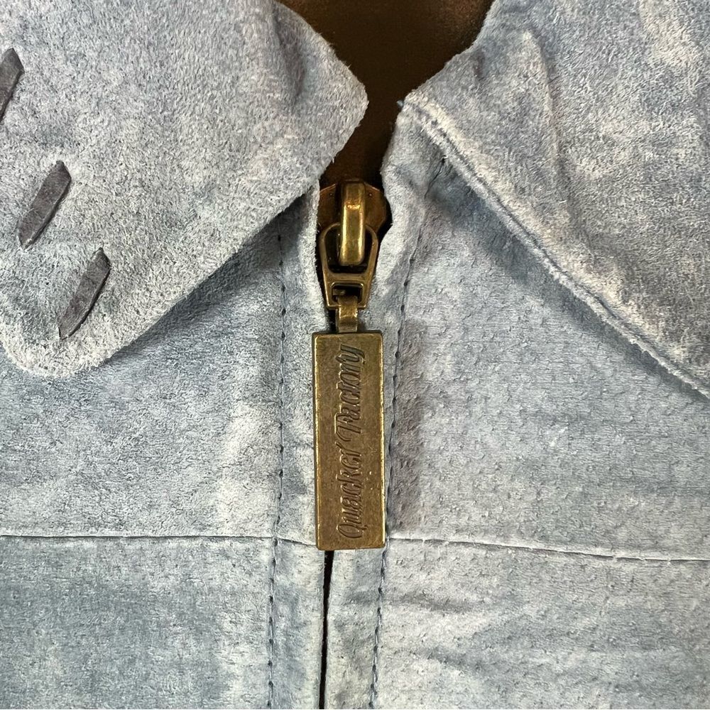 Quacker Factory blue suede Whipstitched Sunflower patchwork jacket - Picture 9 of 14